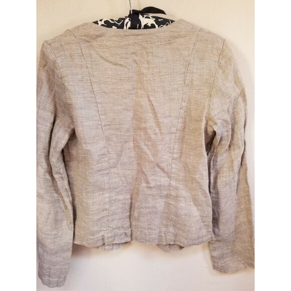 Flax Womens Linen Textured Blazer Jacket Size P (4-6) Tan Pockets Button Front - Picture 2 of 6